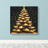 Gouden kerstboom canvas afdruk (Insitu (Houten vloer))