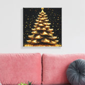 Gouden kerstboom canvas afdruk (Insitu (Woonkamer))