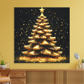 Gouden kerstboom canvas afdruk (Insitu (Woonkamer))