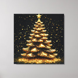 Gouden kerstboom canvas afdruk