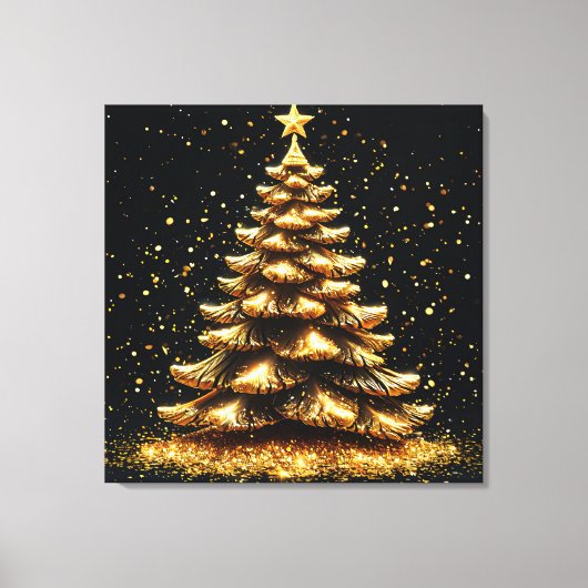 Gouden kerstboom canvas afdruk (Voorkant)