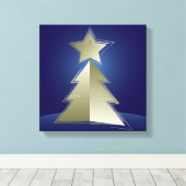Gouden kerstboom canvas afdruk (Insitu (Houten vloer))