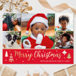 Gouden Kerstboom Custom Photo Red Luxury Folie Feestdagenkaart<br><div class="desc">Verspreid de feestvreugde met luxe gouden folie kerstkaarten! Zes gepersonaliseerde foto's samen met uw familienaam en een begroeting op de achterkant. Dit aangepaste ontwerp is voorzien van decoratieve bomen en sterren, met de woorden 'Merry Christmas' in feestelijke scriptbelettering. Perfect voor foto's van kinder, familie, vrienden en huisdieren. Kleuren: rood, wit...</div>