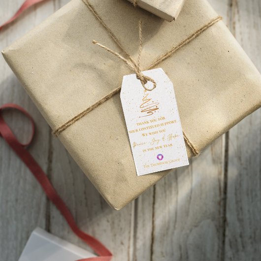 Gouden Kerstboom Dank u bericht Corporate Cadeaulabel