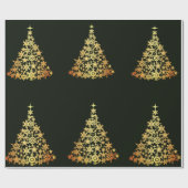 Gouden kerstboom Donkergroen inpakpapier (Vlak)