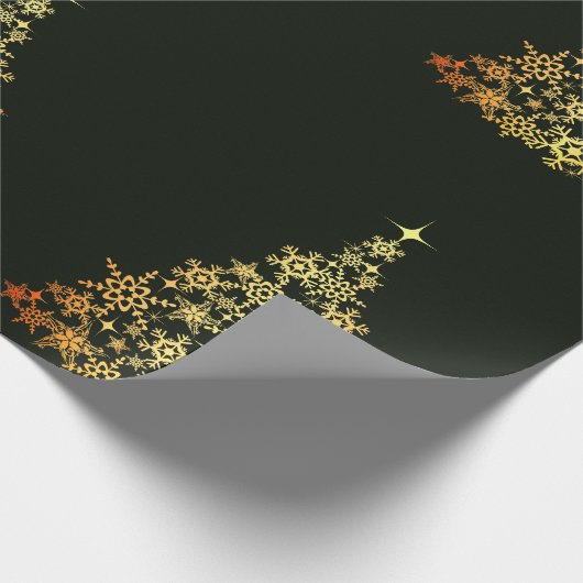 Gouden kerstboom Donkergroen inpakpapier (Hoek)