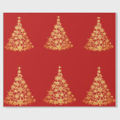 Gouden kerstboom Donkerrood inpakpapier (Vlak)