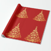 Gouden kerstboom Donkerrood inpakpapier (Uitgerold)
