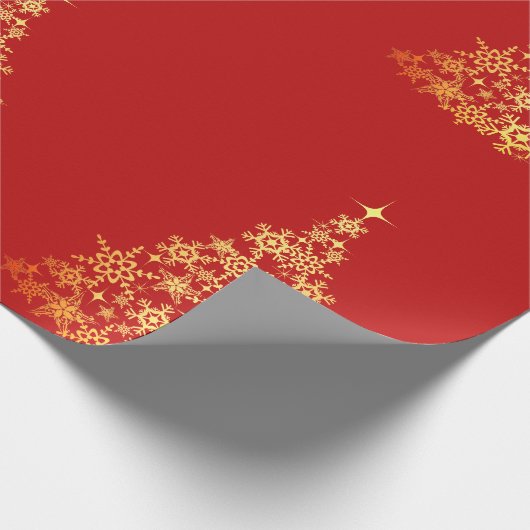 Gouden kerstboom Donkerrood inpakpapier (Hoek)
