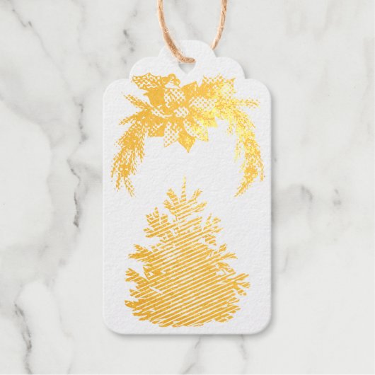 Gouden kerstboom en baard cadeaulabels (Voorkant)