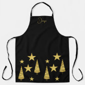 Gouden kerstboom en gemonocgrammeerde sterren schort (Voorkant)