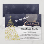 Gouden kerstboom en kerstboomrendierpartij kaart (Voorkant / Achterkant)