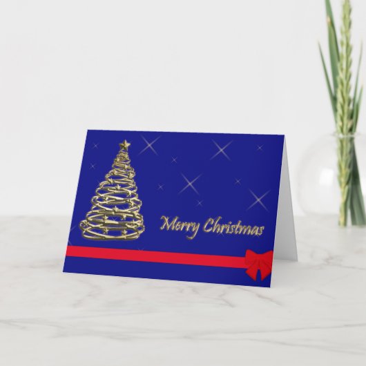Gouden kerstboom feestdagen kaart (Voorkant)