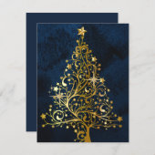 Gouden kerstboom feestdagenkaart (Voorkant / Achterkant)