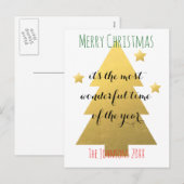 Gouden Kerstboom Feestdagenkaart (Voorkant / Achterkant)