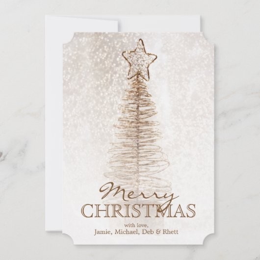 Gouden Kerstboom Feestdagenkaart (Voorkant)