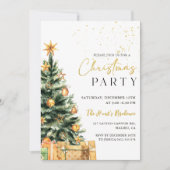 Gouden Kerstboom Feestelijk Kerstfeest Kaart (Voorkant)