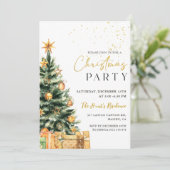 Gouden Kerstboom Feestelijk Kerstfeest Kaart (Staand voorkant)