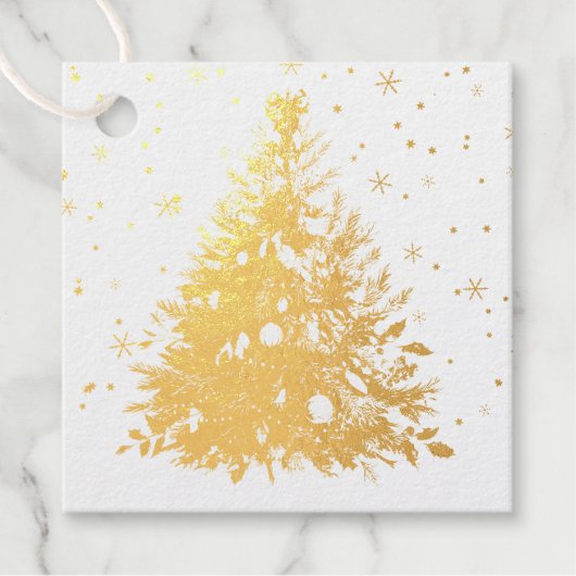 Gouden Kerstboom Folie Favor Tags (Voorkant)