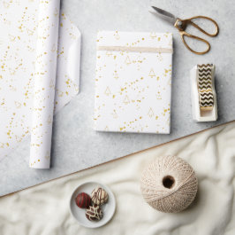 Gouden Kerstboom Geometrisch Patroon Cadeaupapier