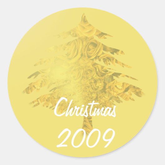 Gouden kerstboom gevuld met Rozen Sticker (Voorkant)
