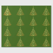 Gouden kerstboom groen inpakpapier (Vlak)