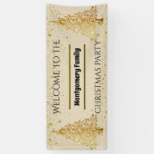 Gouden Kerstboom Hangende Partij Spandoek (Verticaal)