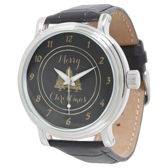 Gouden Kerstboom Horloge (Gekanteld)