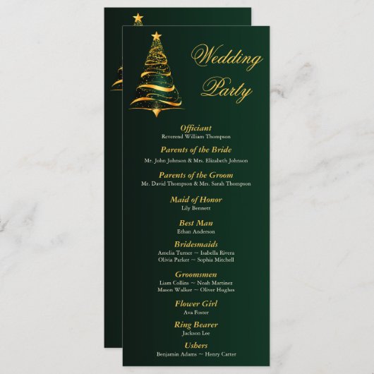 Gouden Kerstboom Huwelijksceremonie Programma (Voorkant / Achterkant)