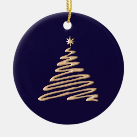 gouden kerstboom keramisch ornament (Voorkant)