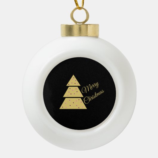 Gouden Kerstboom Keramische Bal Ornament (Voorkant)