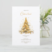 Gouden kerstboom kerstdiner kaart (Staand voorkant)