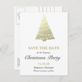 Gouden kerstboom kerstfeest Bewaar de datum Aankondigingskaart (Voorkant / Achterkant)