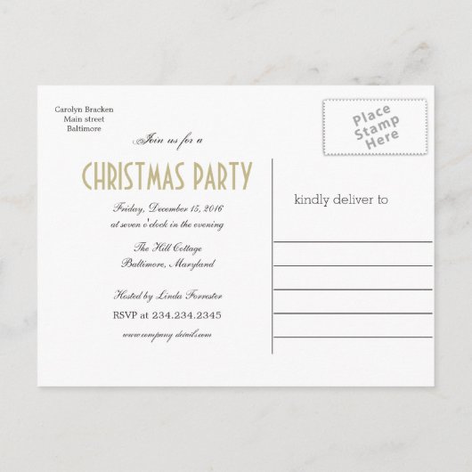 Gouden kerstboom kerstfeest Bewaar de datum Aankondigingskaart (Achterkant)