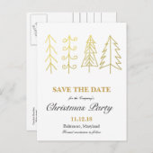 Gouden kerstboom kerstfeest Bewaar de datum Aankondigingskaart (Voorkant / Achterkant)