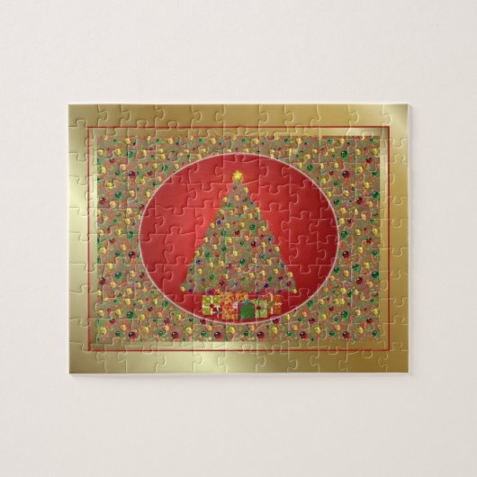Gouden kerstboom legpuzzel (Horizontaal)