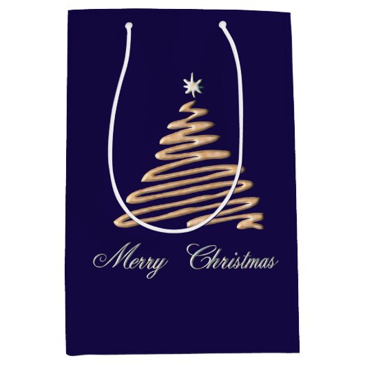 gouden kerstboom medium cadeauzakje (Voorkant)