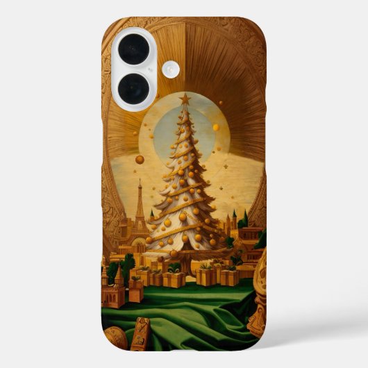 Gouden kerstboom met Eiffeltoren Case-Mate iPhone Case (Achterkant)