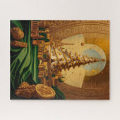 Gouden kerstboom met Eiffeltoren Legpuzzel (Horizontaal)