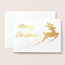 Gouden kerstboom met rendier folie kaarten