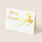Gouden kerstboom met rendier folie kaarten (Voorkant)