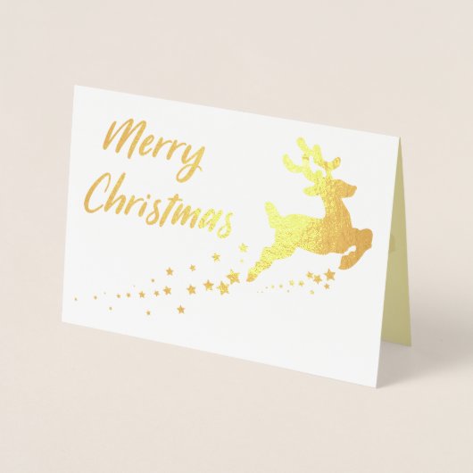 Gouden kerstboom met rendier folie kaarten (Voorkant)