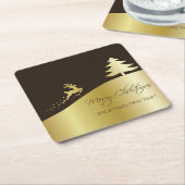 Gouden kerstboom met rendier kartonnen onderzetters (Schuin)