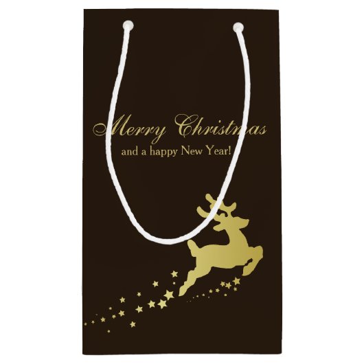 Gouden kerstboom met rendier klein cadeauzakje (Achterkant)