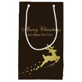 Gouden kerstboom met rendier klein cadeauzakje (Voorkant)