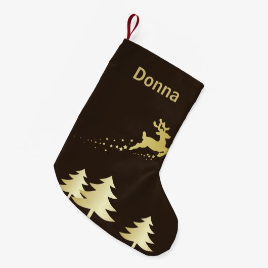 Gouden kerstboom met rendier kleine kerstsok (Voorkant (Hangend))