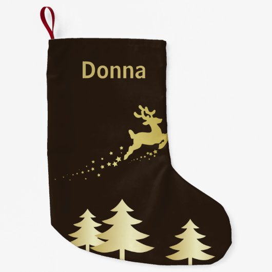 Gouden kerstboom met rendier kleine kerstsok (Voorkant)