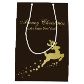 Gouden kerstboom met rendier medium cadeauzakje (Achterkant)