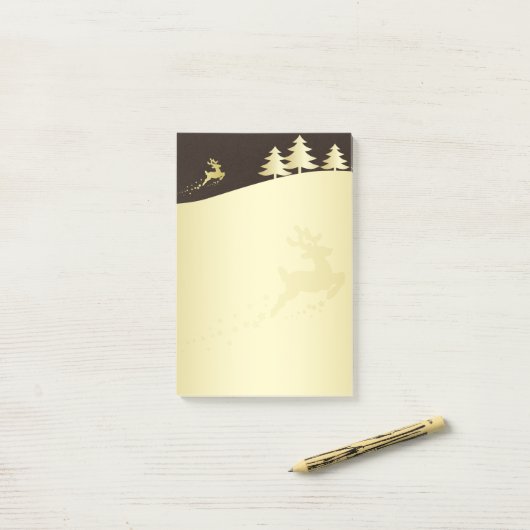 Gouden kerstboom met rendier post-it® notes (Op bureau)
