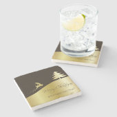 Gouden kerstboom met rendier stenen onderzetter (Zijkant)